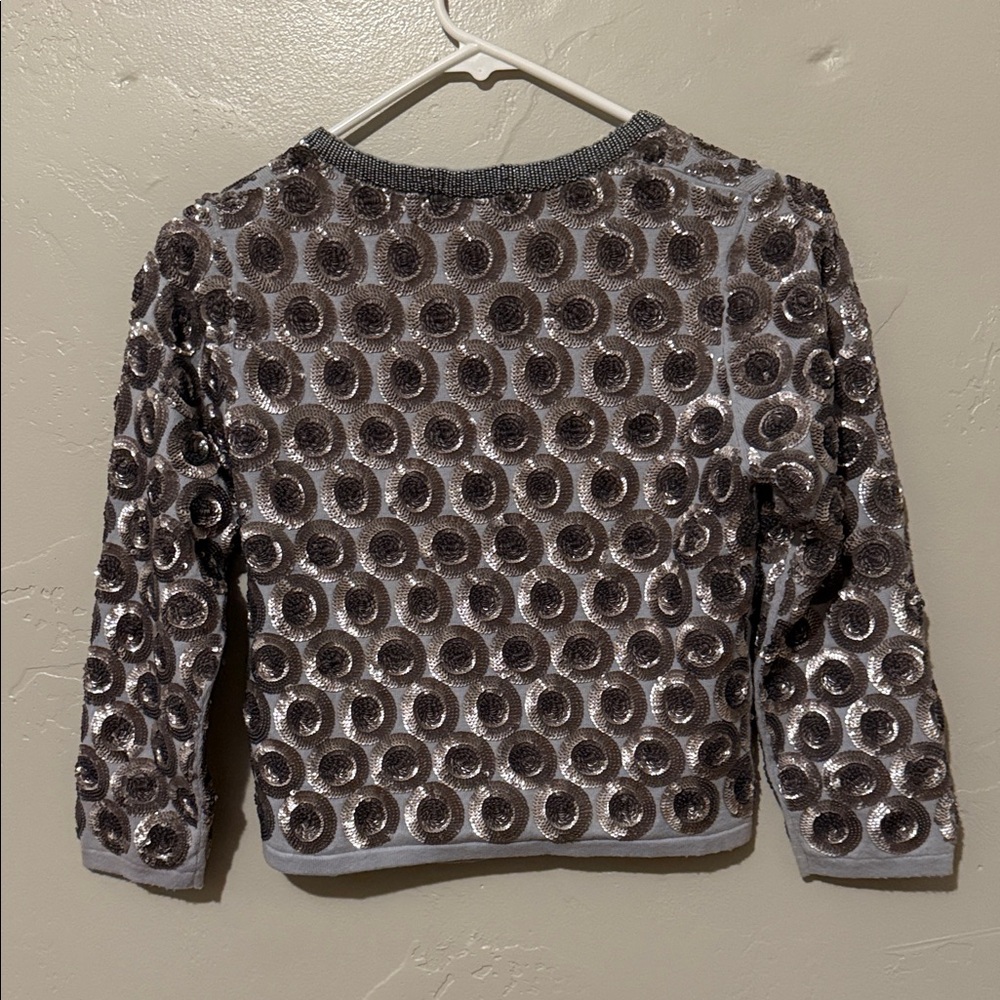Boden Limited Edition Gray Cardigan Jacket with Sequins and Beaded Trim 2 - Picture 7 of 7